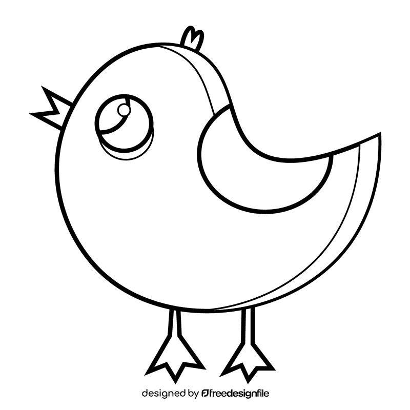 Cute bird cartoon black and white clipart