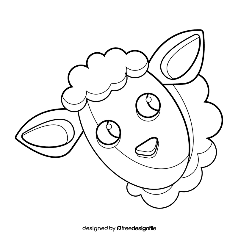 Cute farm sheep black and white clipart