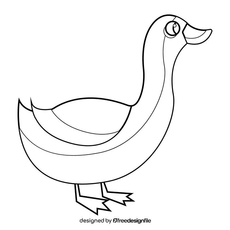 Farm duck black and white clipart