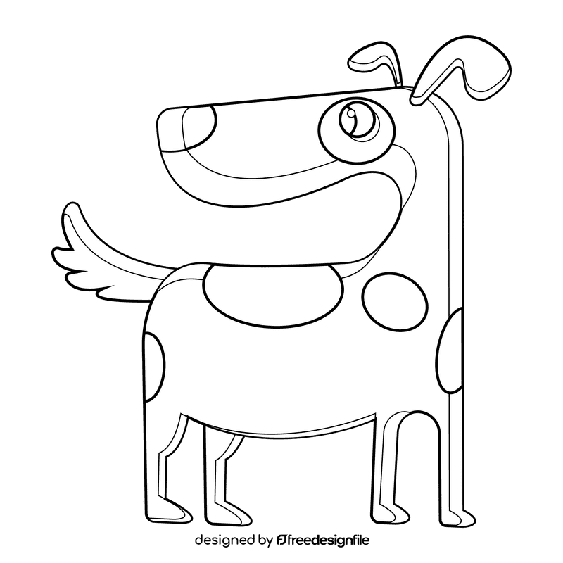 Cute farm dog black and white clipart