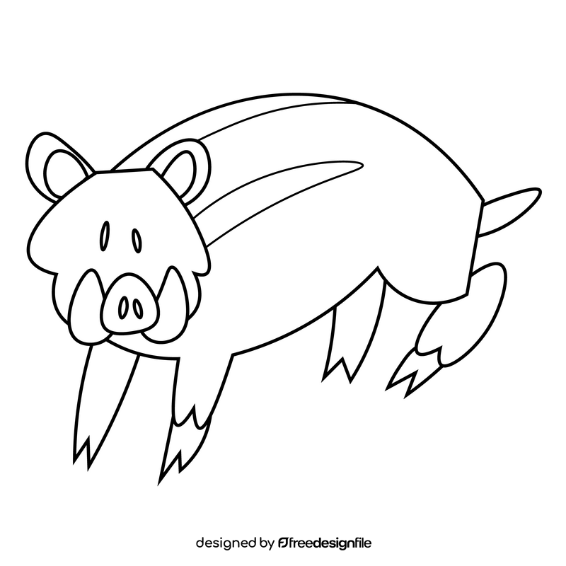 Cartoon boar black and white clipart