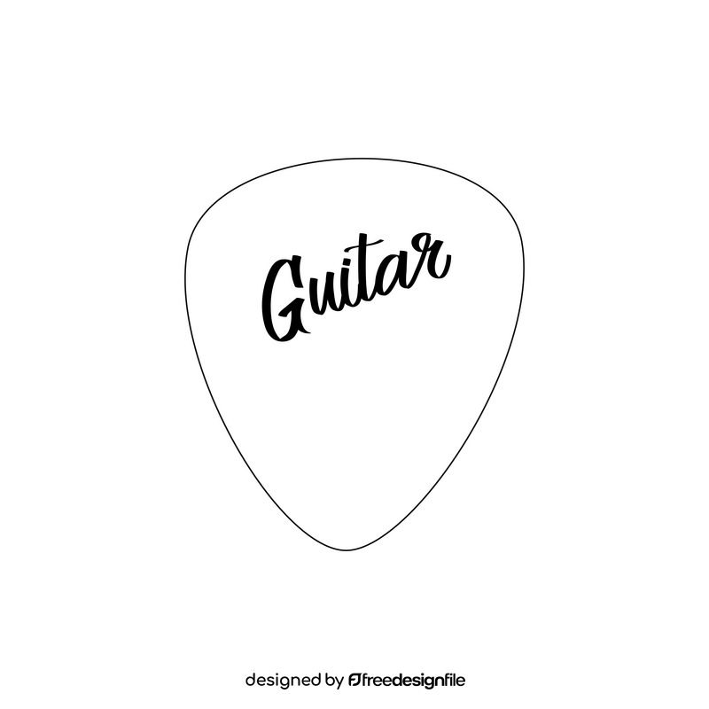 Guitar pick drawing black and white clipart