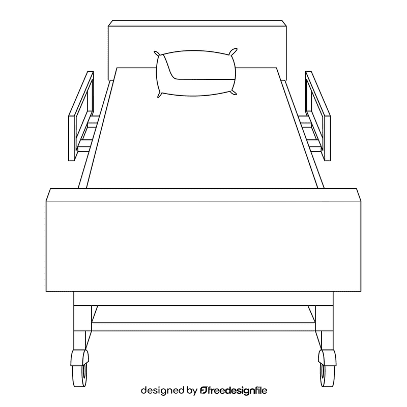 Hospital bed black and white clipart