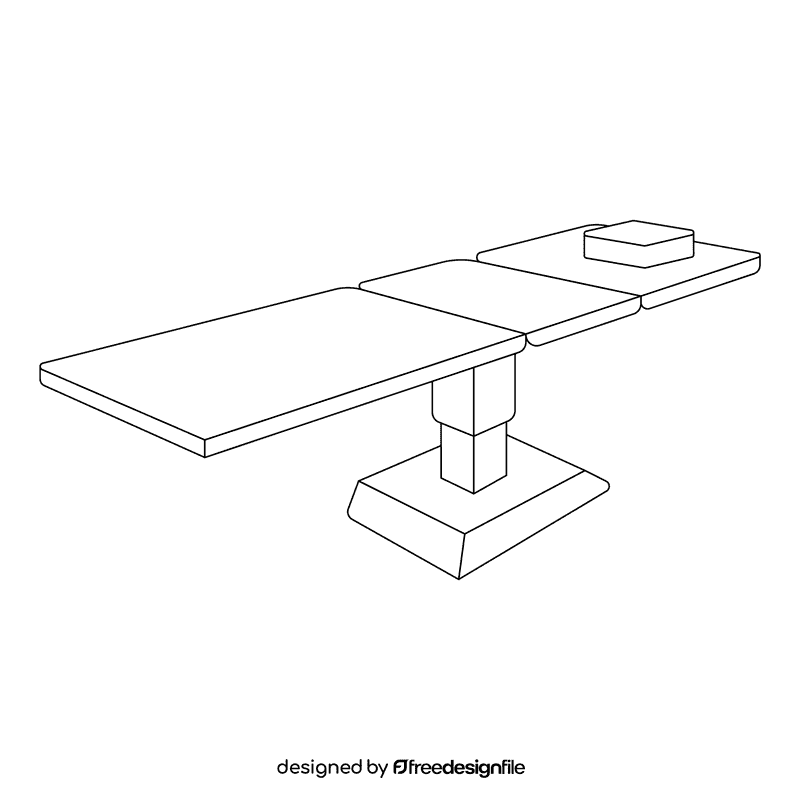 Hospital bed massage and chiropractic table black and white clipart