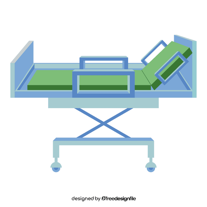 Hospital bed medical bed on wheels on the side clipart