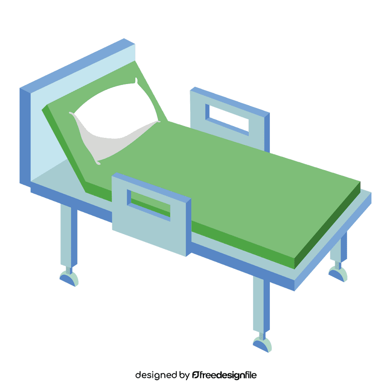 Hospital bed medical bed with pillow clipart