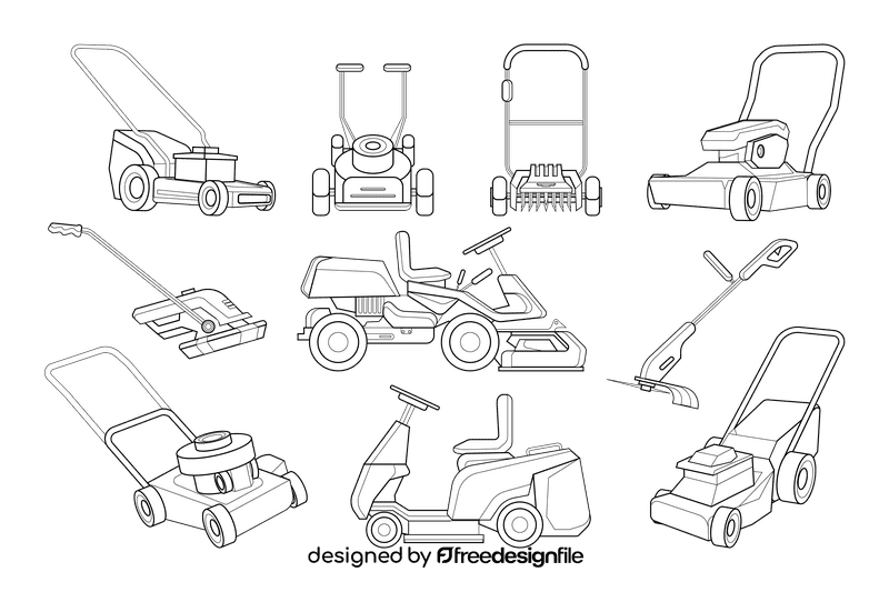 Lawn mower black and white vector