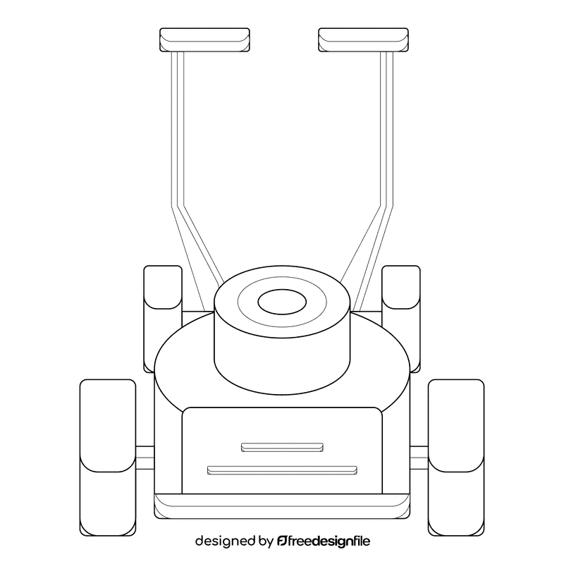 Lawn mower cylindrical black and white clipart