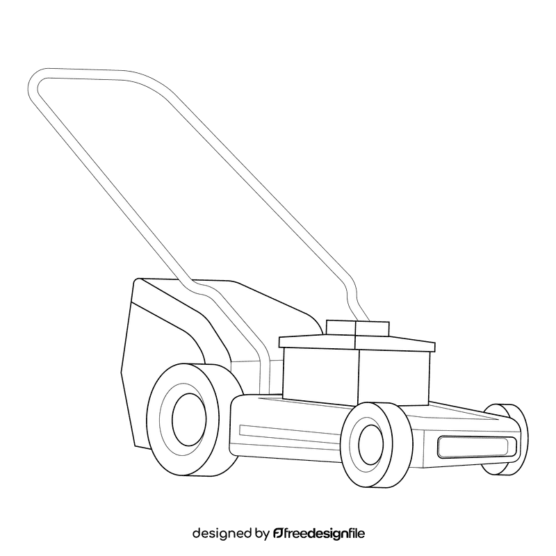 Lawn mower grass collector black and white clipart