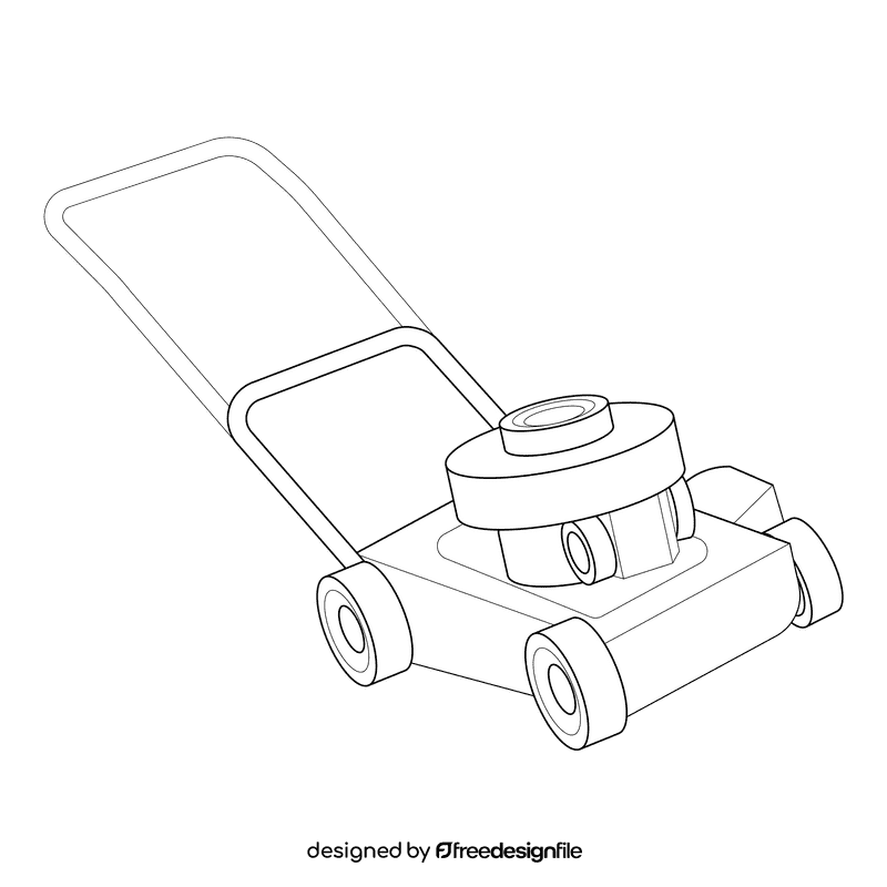 Lawn mower rotor blue black and white clipart