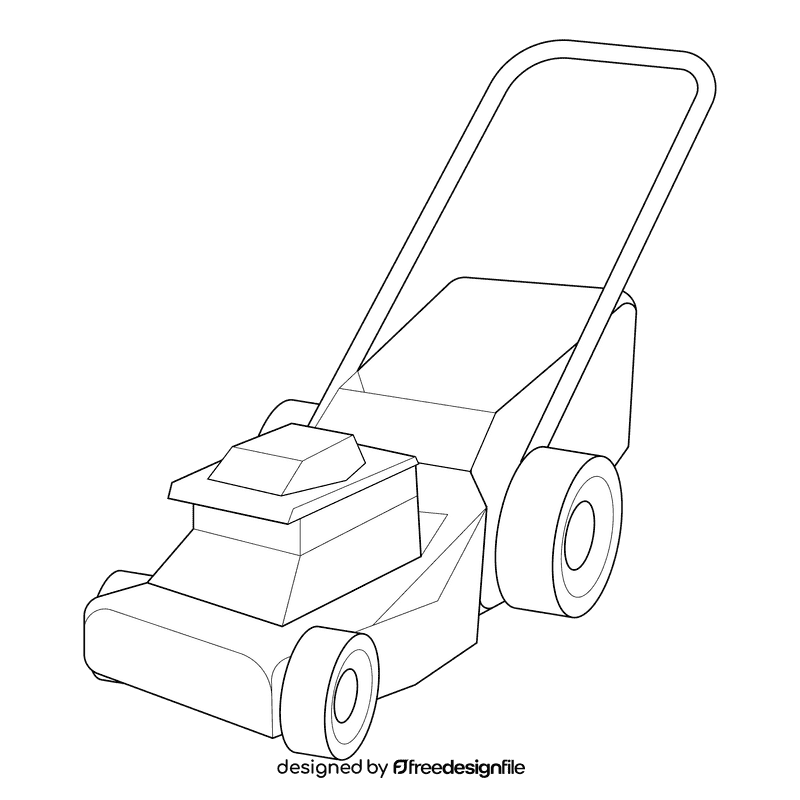 Lawn mower orange black and white clipart