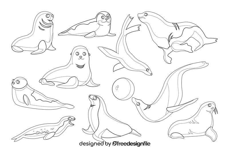 Sea lion black and white vector