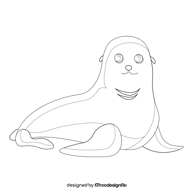 Sea lion black and white clipart
