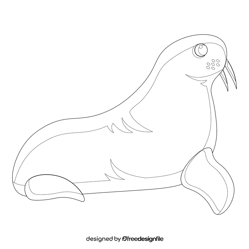 Sea lion black and white clipart