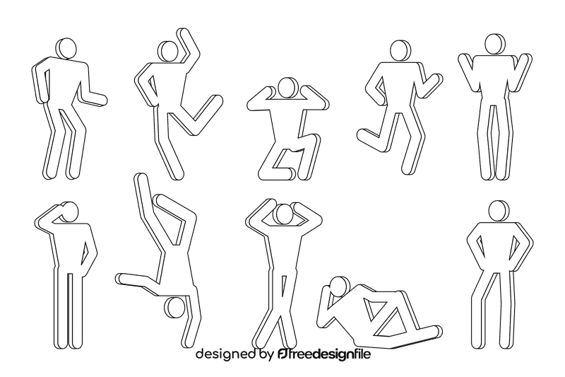 Stickman black and white vector