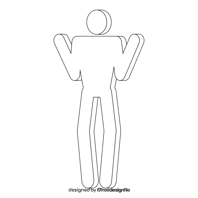 Stickman bewildered black and white clipart