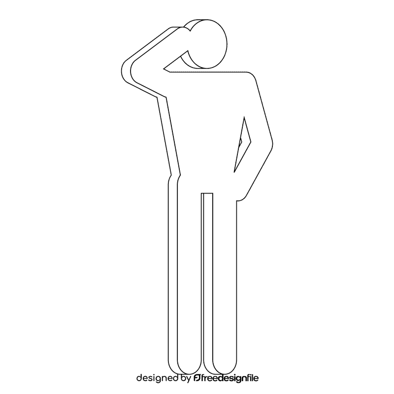Stickman brooding black and white clipart