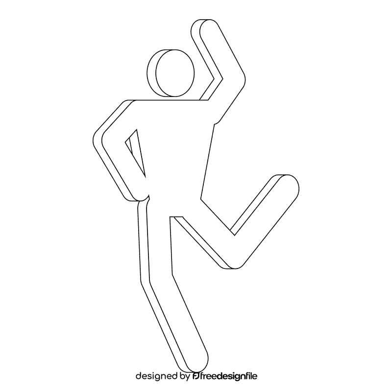 Stickman dance black and white clipart