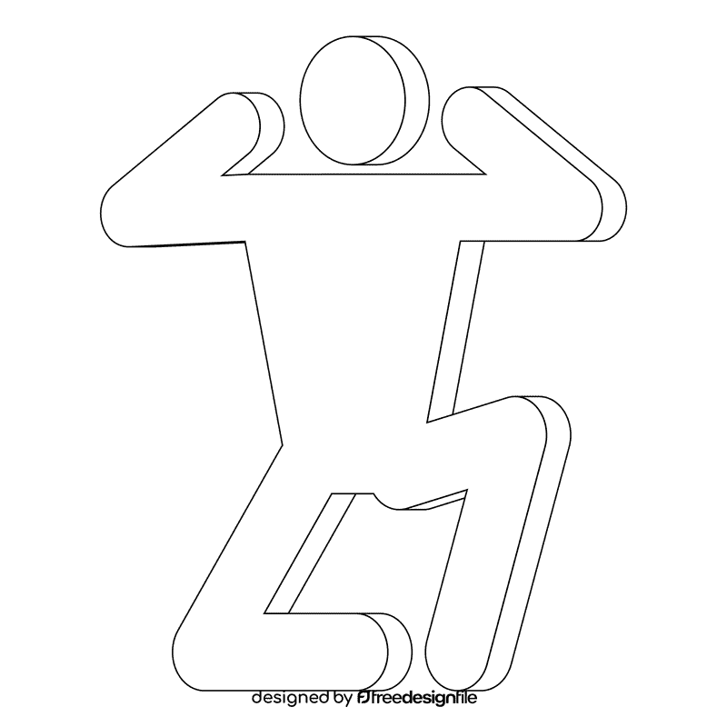 Stickman squat black and white clipart