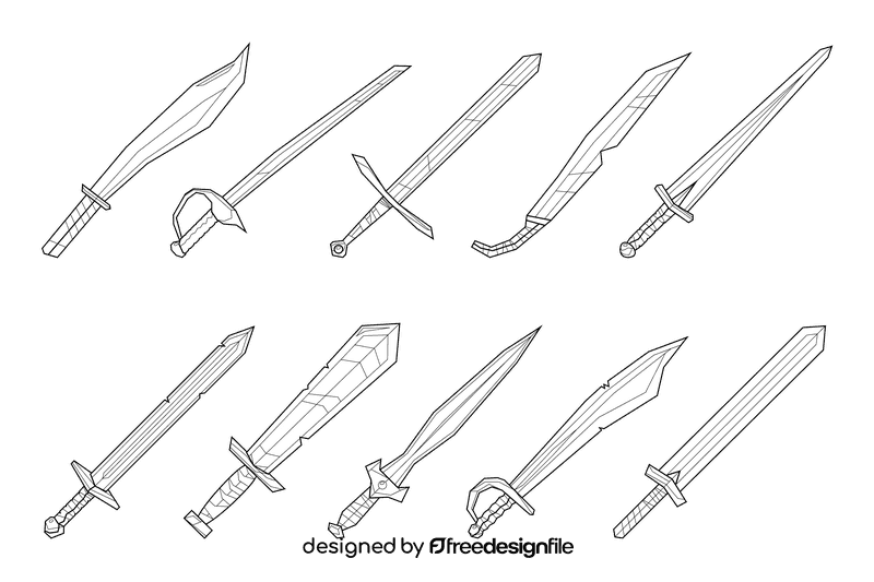 Sword black and white vector