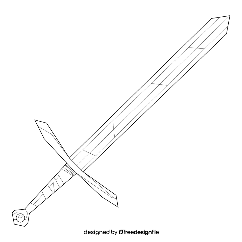 Sword bastard black and white clipart