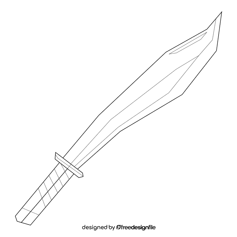 Sword falchion black and white clipart