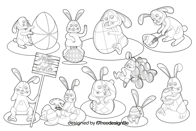 Easter bunny black and white vector