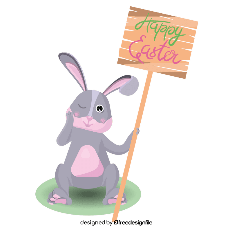 Easter bunny with a sign clipart