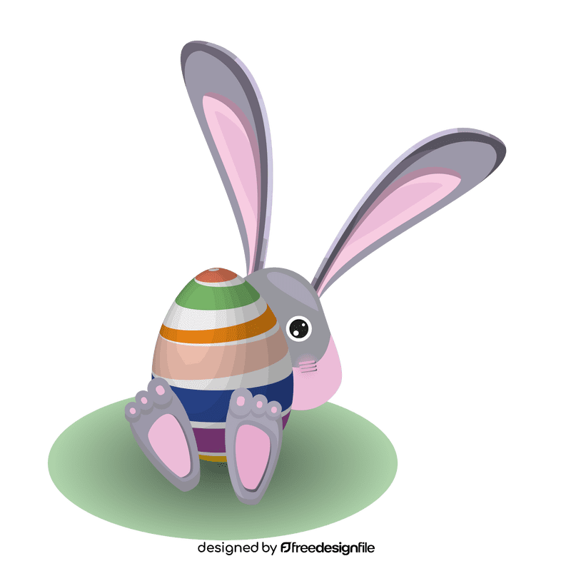 Easter bunny behind the egg clipart