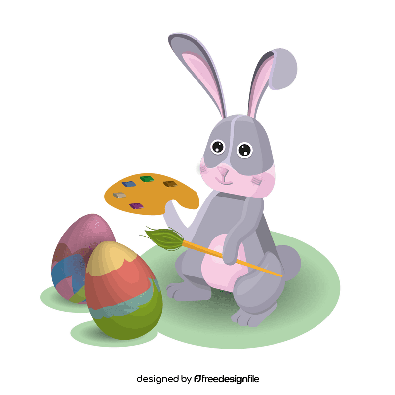 Easter bunny with brush clipart