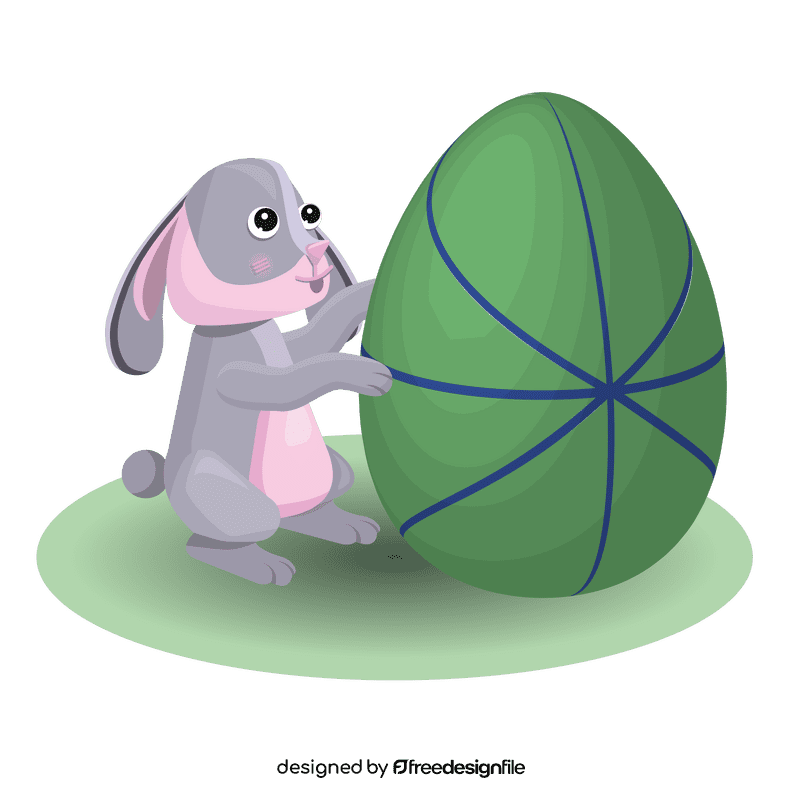 Easter bunny and big egg clipart
