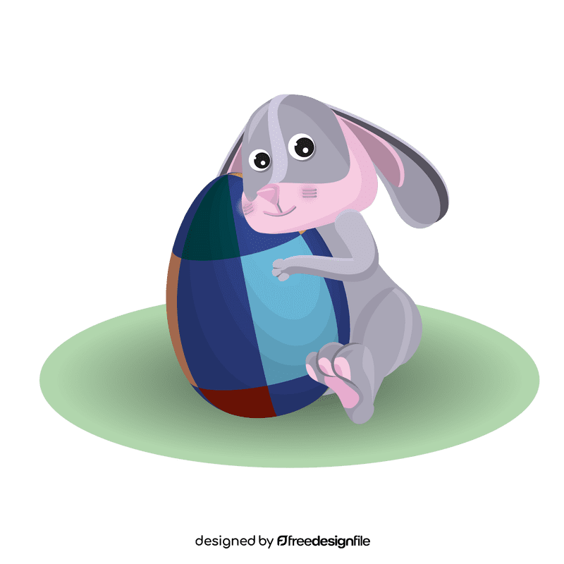 Easter bunny hugs an egg clipart