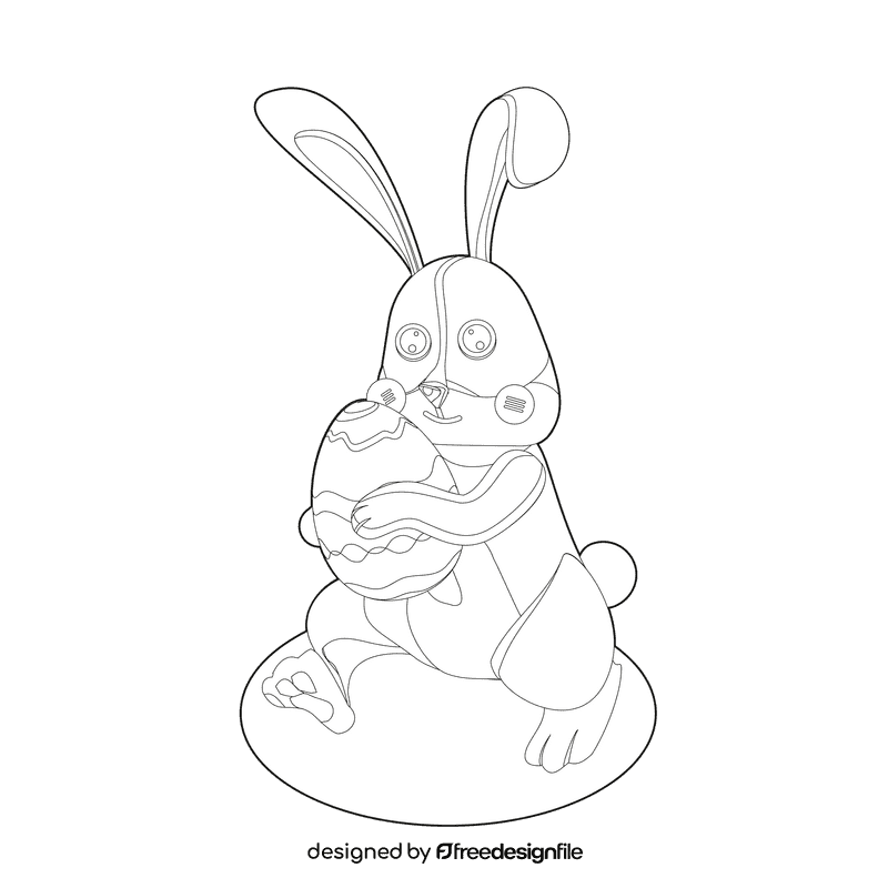 Easter bunny running black and white clipart