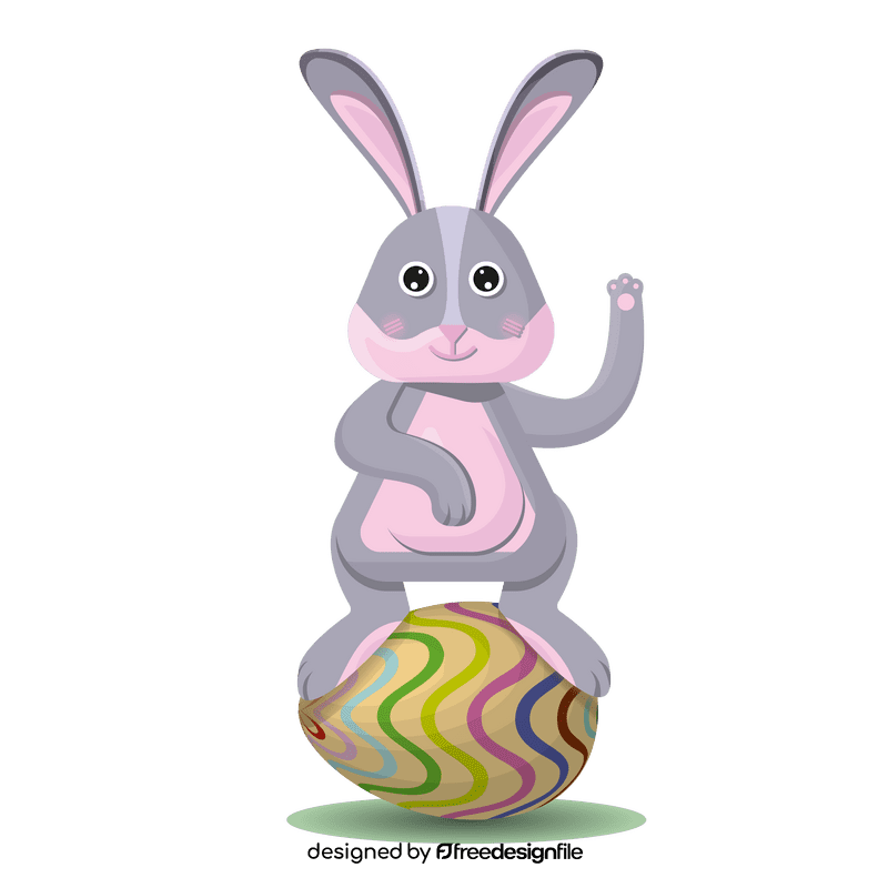 Easter bunny standing on egg clipart