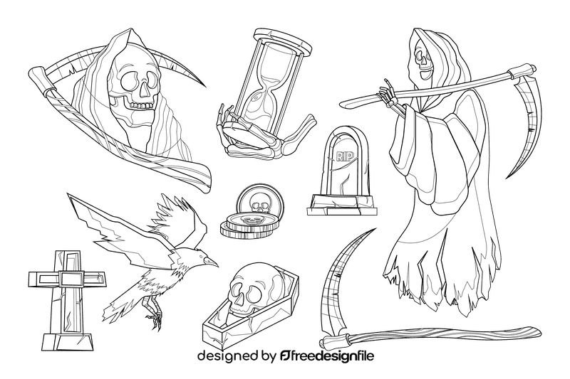 Grim reaper black and white vector