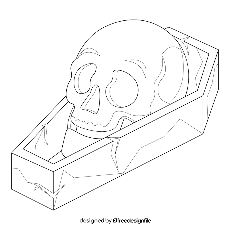 Grim reaper coffin black and white clipart