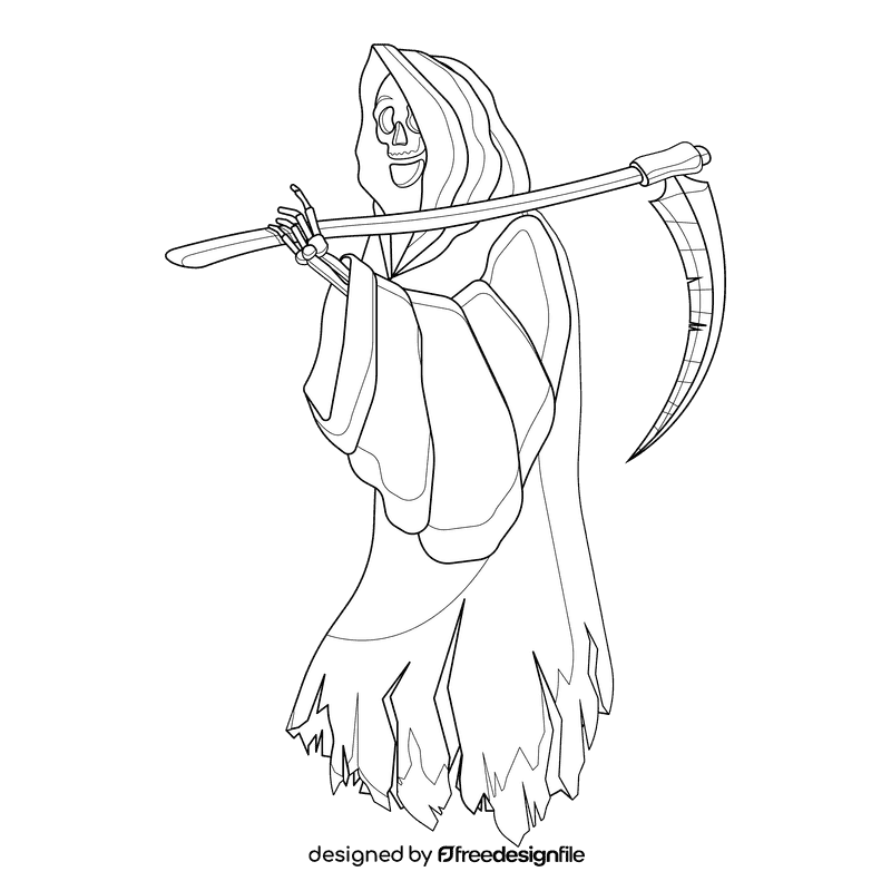 Grim reaper full length black and white clipart