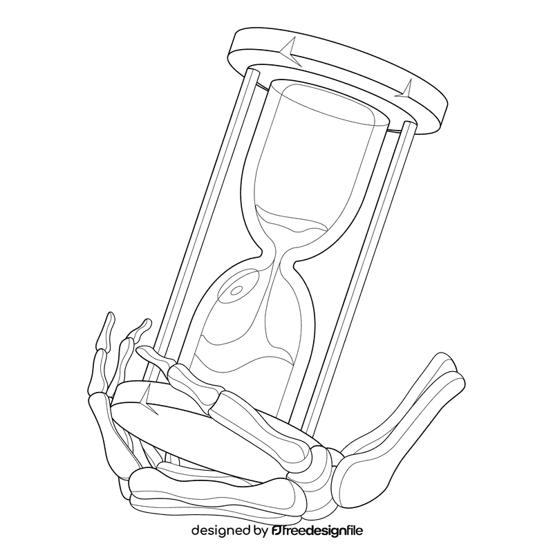 Grim reaper hourglass black and white clipart