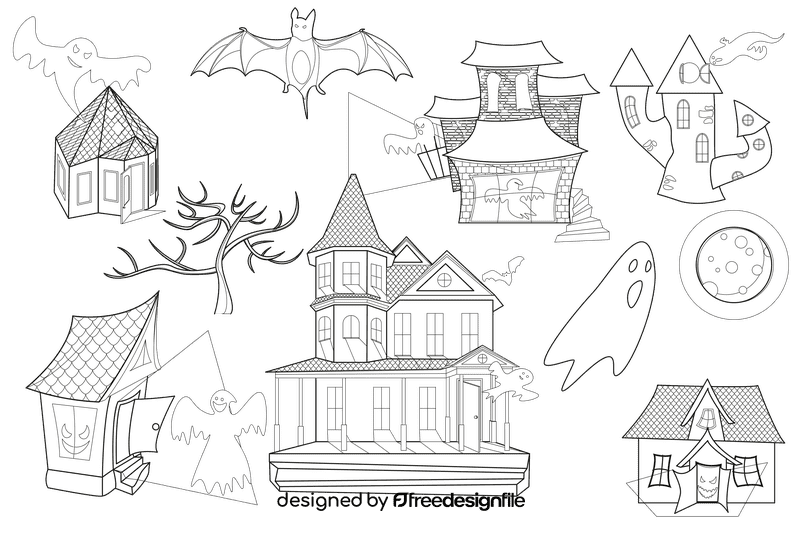 Haunted house black and white vector
