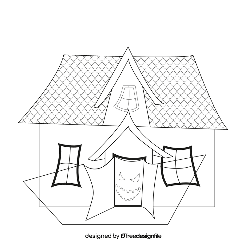 House with a monster black and white clipart