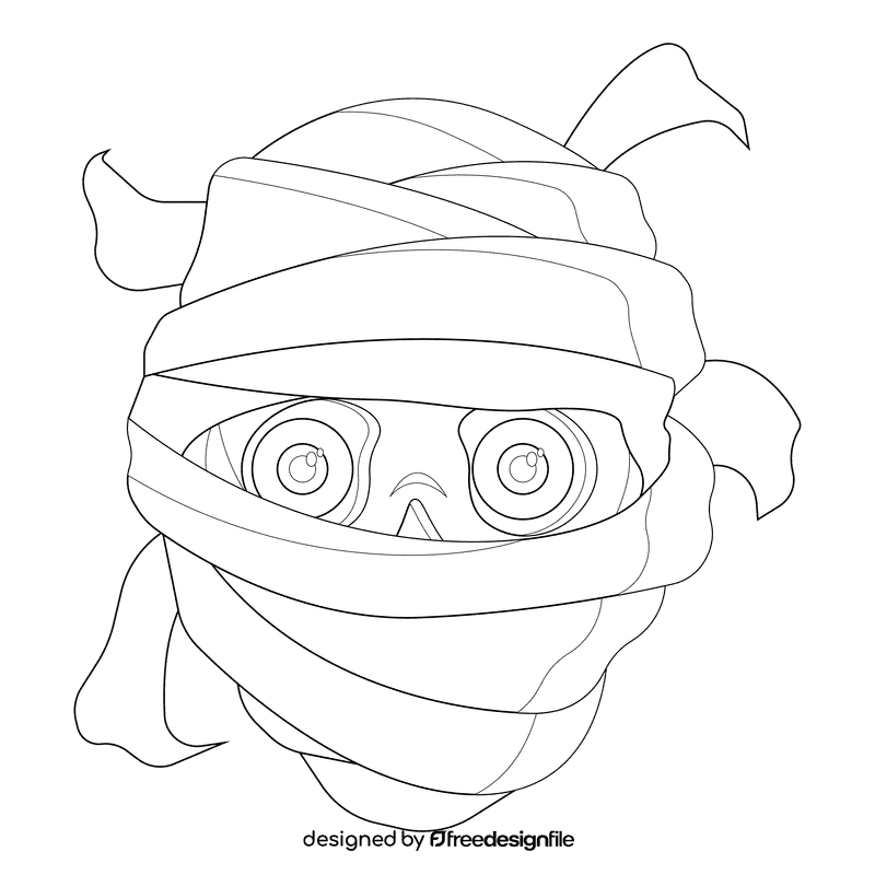 Mummy head black and white clipart