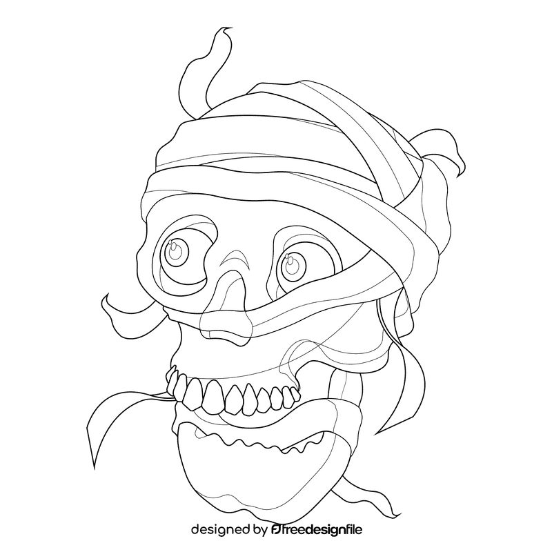 Mummy open head black and white clipart