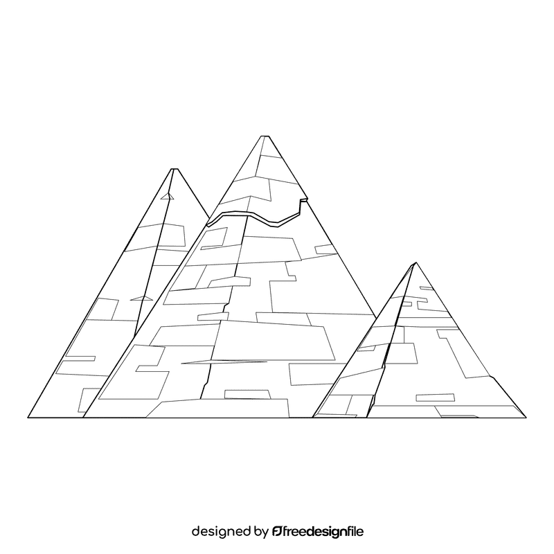 Mummy pyramids black and white clipart