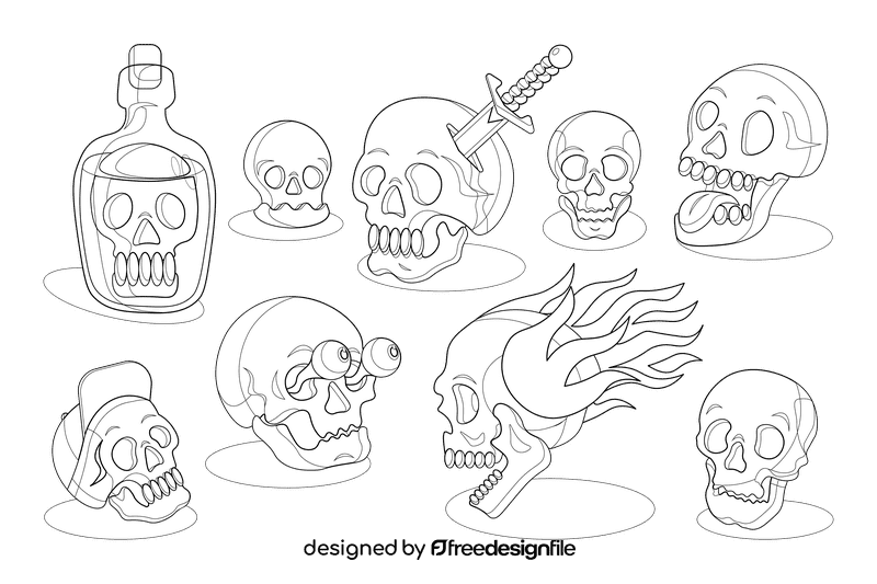 Skull black and white vector