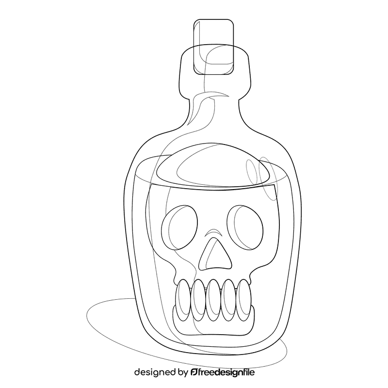 Skull in bottle black and white clipart