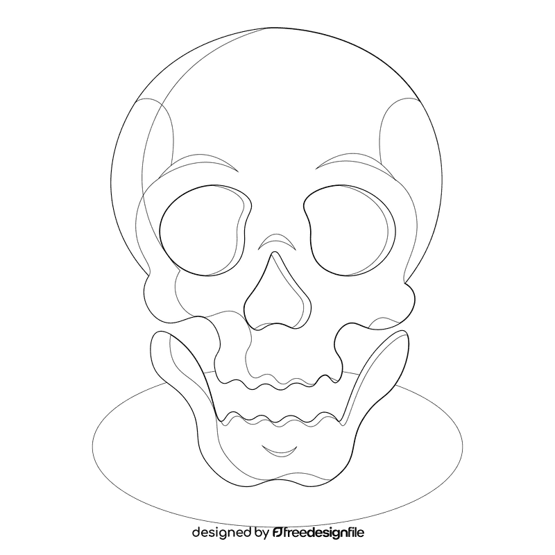 Skull open mouth black and white clipart
