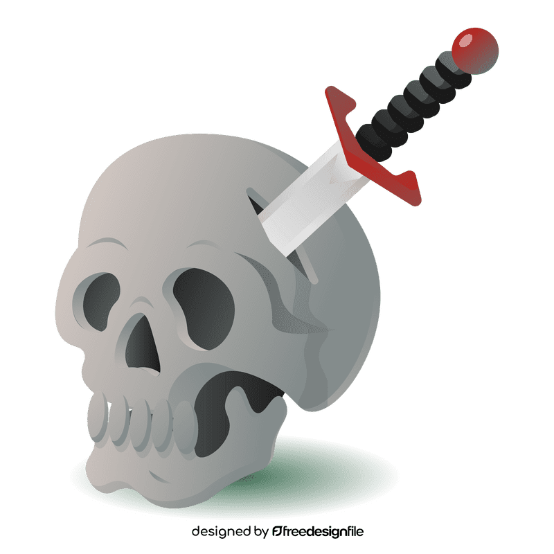 Skull with sword clipart