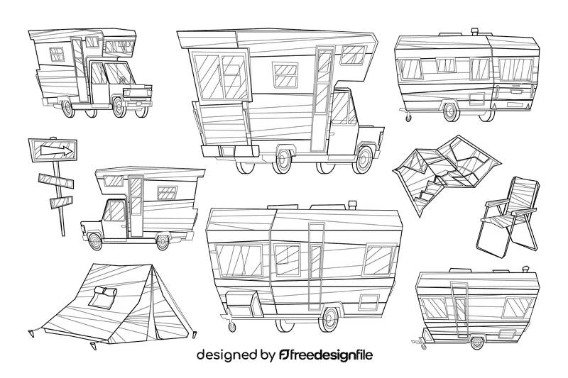 Caravan black and white vector