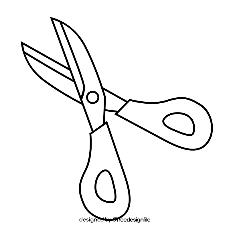 Scissor drawing black and white clipart