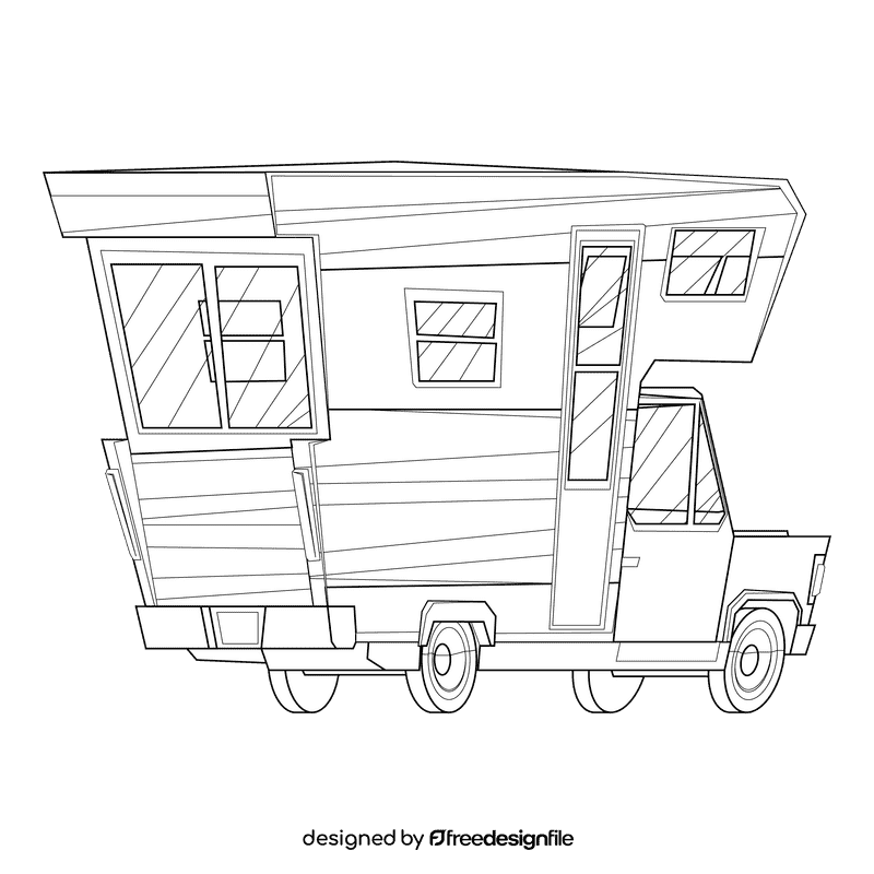 Caravan black and white clipart